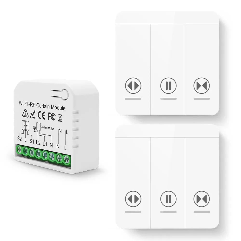 Tuya Smart Life Curtain Switch Wifi Rf Roller Shutter Module 433mhz wall panel Transmitter,for Garage Door Window Blinds Alexa
