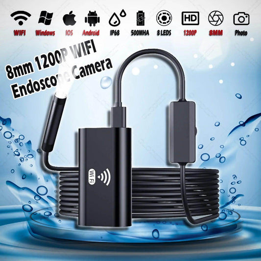 Endoscope 8mm 1200P WiFi IP68 Audio/Video, iOS/Android, 1-10M - P12 Hub Europe