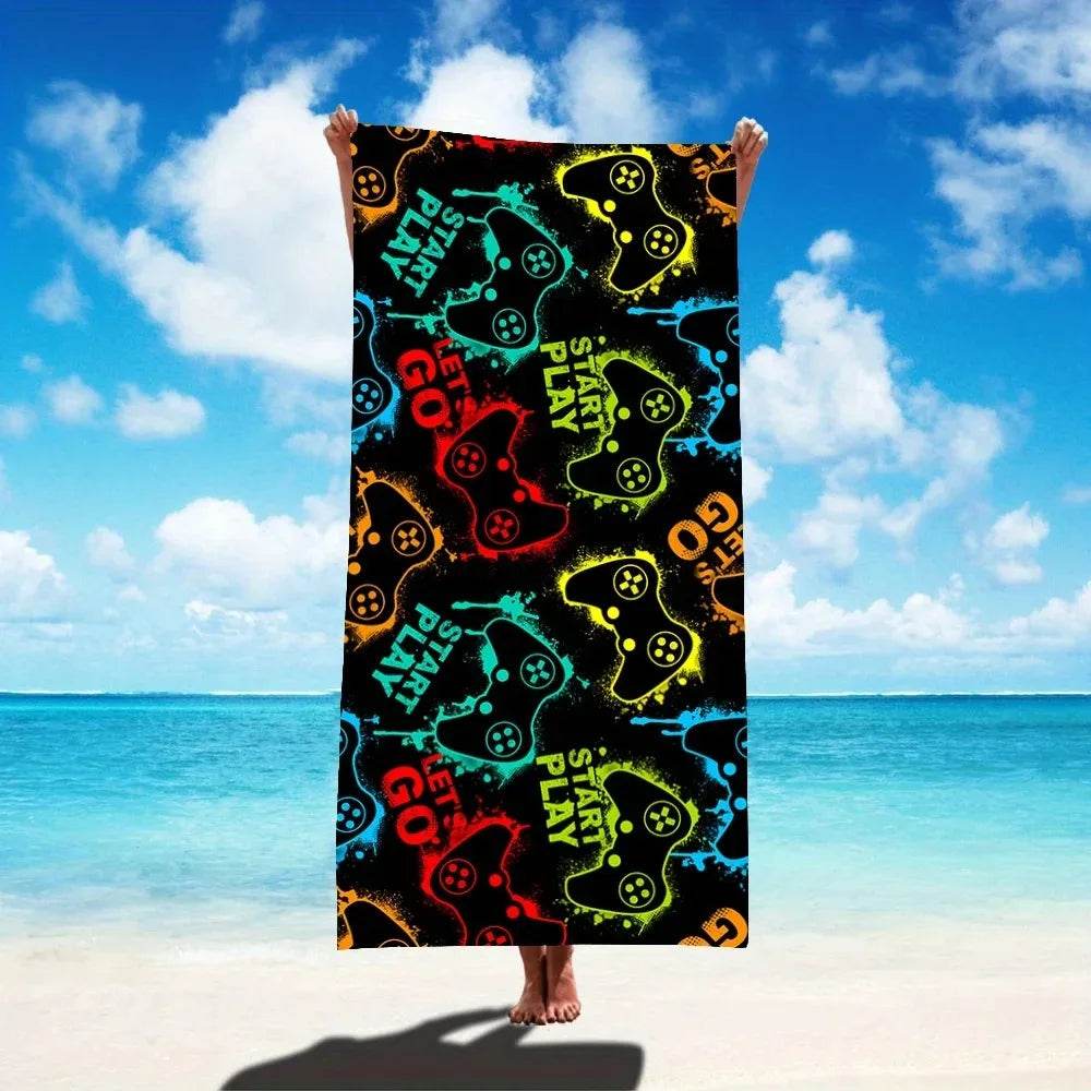 Game Handle Large Beach Towel - Super Absorbent, Quick Dry, Modern Design for Beach and Pool, Easy Care - P12 Hub Europe