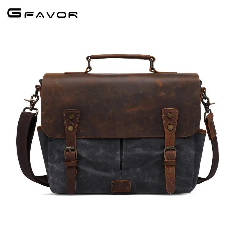waterproof padded waxed canvas bags personalized stylish case satchel vintage messenger bag for men