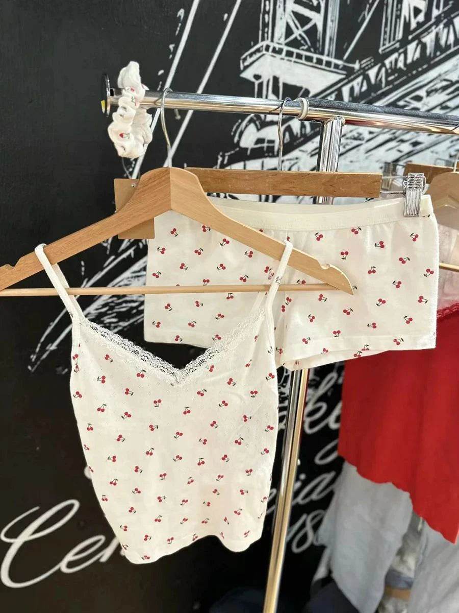 Sweet Strawberry Eyelet Shorts Set - P12 Hub Europe