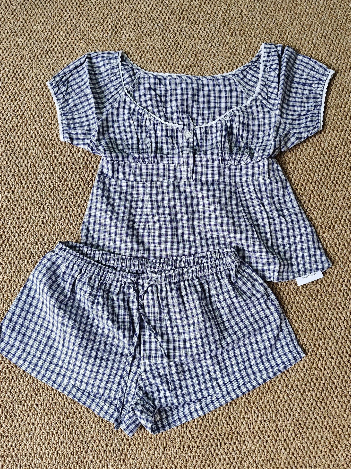 Red Plaid Puff Sleeve Shorts - P12 Hub Europe