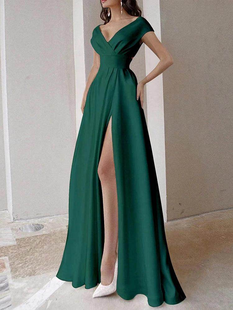 High Slit Solid Color Maxi Long Dress - P12 Hub Europe