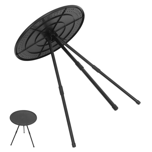 1Pc Portable Foldable Small Round Table Outdoor Camping Furniture Adjustable Height Compact Stable Reinforced Ultralight