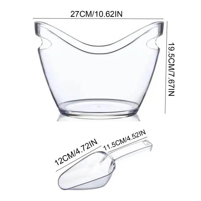 Clear Ice Bucket Beverage Tub with 2 Scoops Handle Cooling Large Ice Bucket for Wine Champagne Bar Supplies for Family reunion - P12 Hub Europe