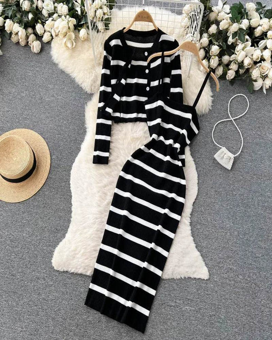 Patchwork Dress Cardigan Set - P12 Hub Europe