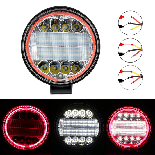 Round Headlight Car Light Assembly Fog Light Angel Eyes Lamp For 4x4 Offroad ATV UTV Tractor Work Light Bar 24LED 72W
