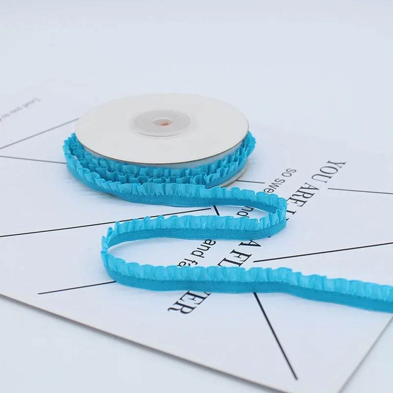 5yards 1cm Pleated Stretch Lace Trim Ribbon Ruffled Elastic Band Headdress Gift Box Bow Decorative DIY Craft Supplies - P12 Hub Europe