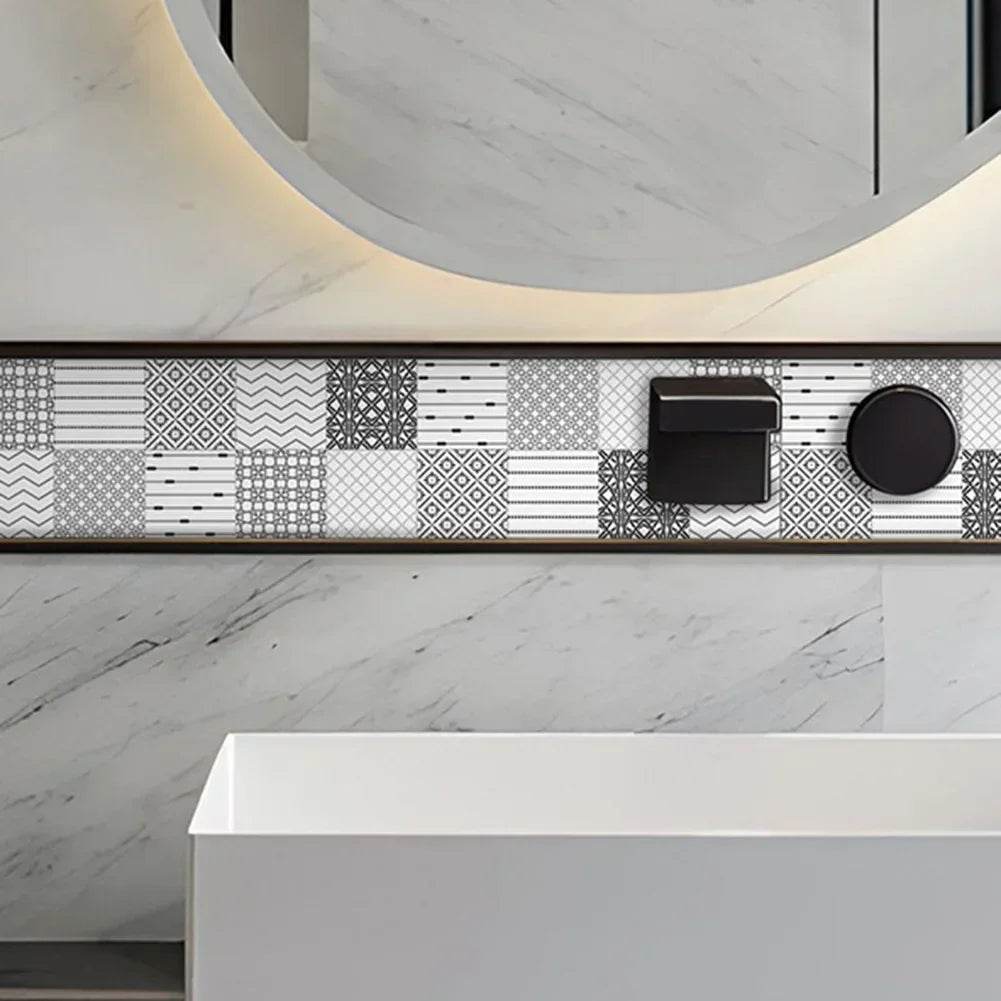 Bathroom- Waist Line Wall Stickers Waterproof- Peel & Stick Art Mural Backsplash Home Decor For Transforming Indoor Design - P12 Hub Europe