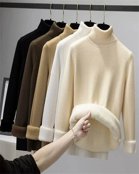 Elegant Velvet Lined Turtleneck Sweater - P12 Hub Europe