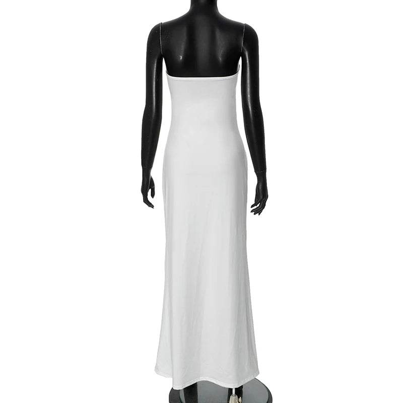 Strapless Cutout Maxi Dress - White Y2K Summer - P12 Hub Europe
