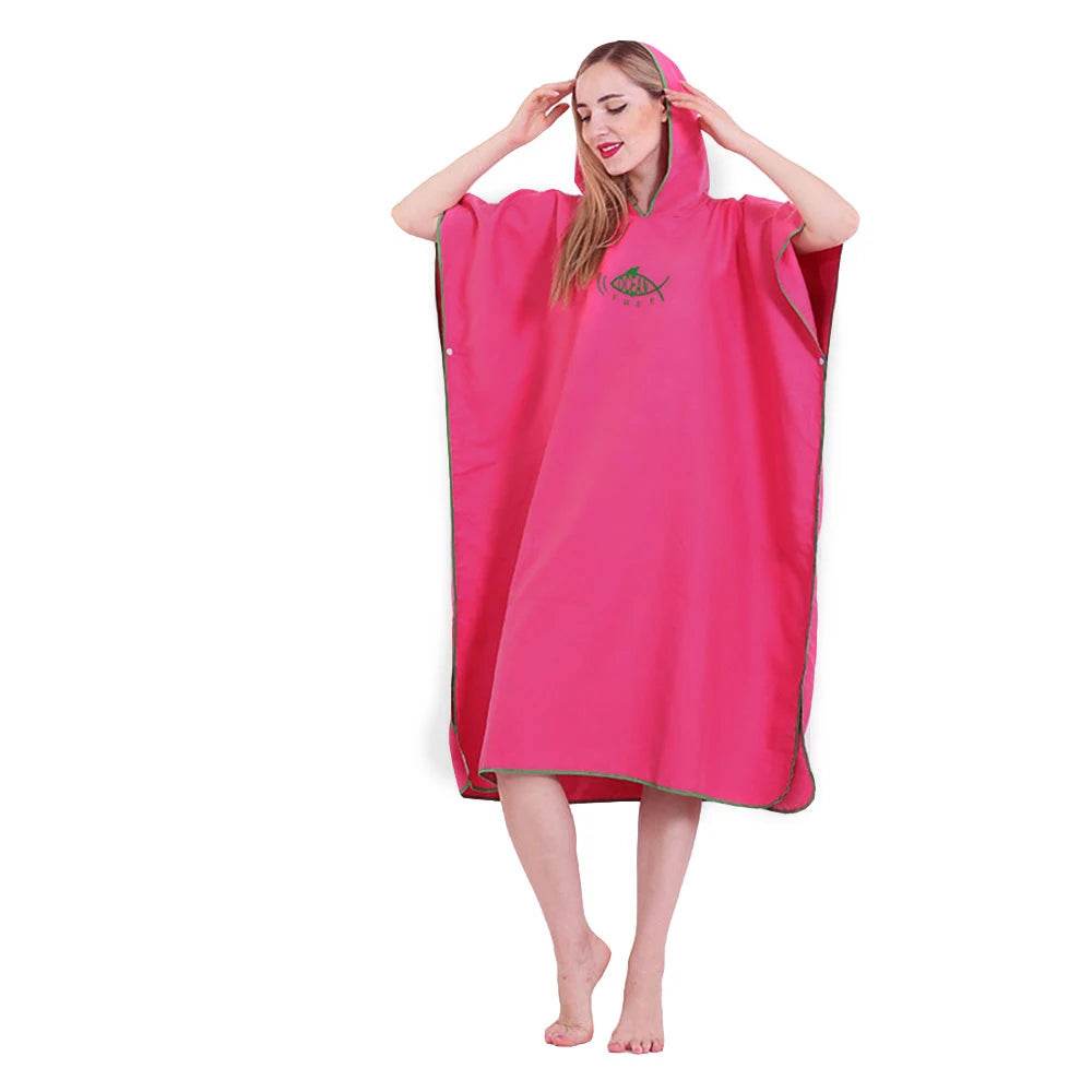 Changing Robe with Hood Microfiber Towel Poncho with Zipper Short Sleeve Surf Poncho Quick Dry Oversized Changing Towel Robe New - P12 Hub Europe