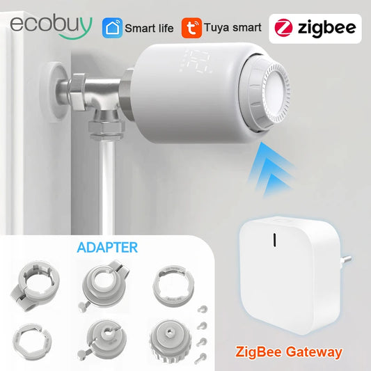 Tuya Smart Home Zigbee 3.0 Smart Thermostatic Radiator Valve Head Zigbee Thermostatic Valves TRV  Compatible  Google Home  Alexa
