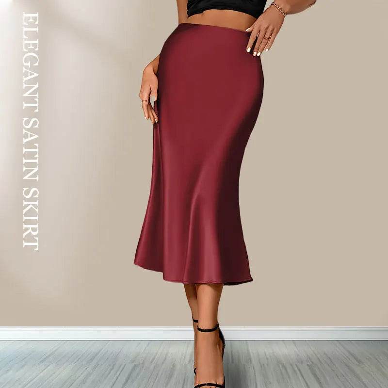 Women's Satin Long Skirt - P12 Hub Europe