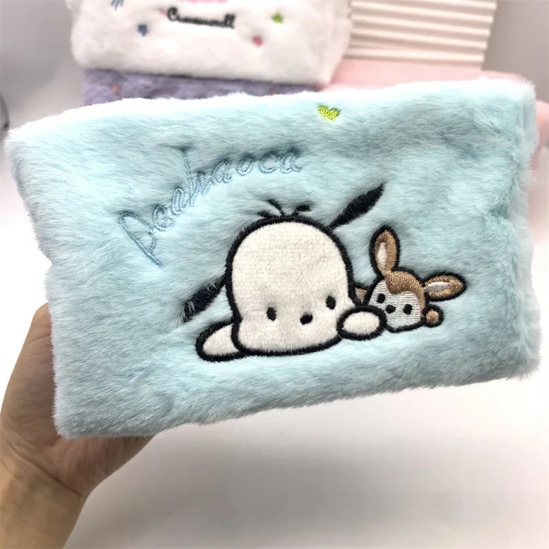 Sanrio Cosmetic Bag Plush Kuromi Makeup Bags Cinnamoroll Large Capacity Storage Pencil Case Cute Kids School Supply Kawaii Gift