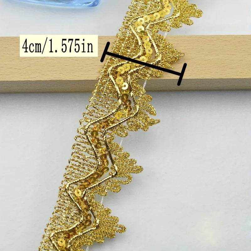 4m/13.12ft each pack Golden lace trims big wide sewing hat curtain dress accessory DIY handmake craft ribbons fabric decoration - P12 Hub Europe