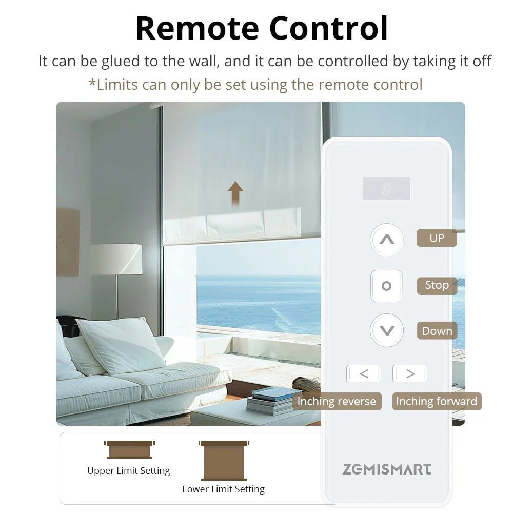 Zemismart Matter Over WiFi 2N Smart Curtain Motor for 37 38mm Tube Roller Shade Engine Google Home Alexa Homekit App Control