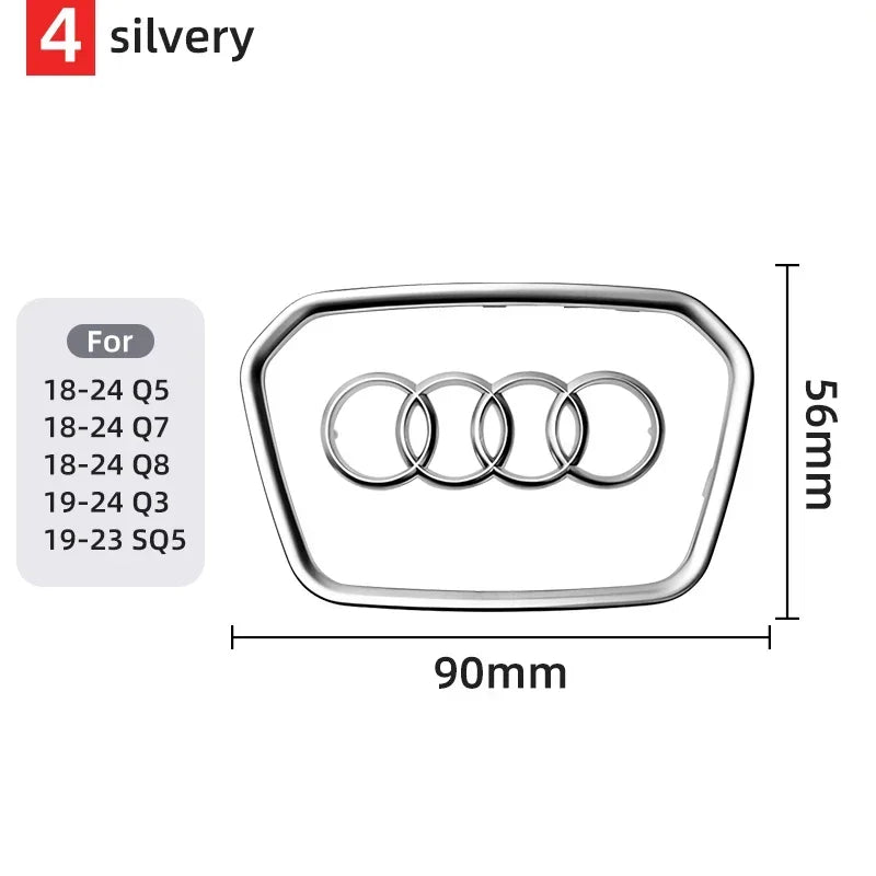 For Audi A3 A4 B8 8P B9 8V A5 A6 C7 A7 Q3 Q5 Q7 Automobile Steering Wheel Logo Bright Frame Strip Electroplated Car Logo Sticker
