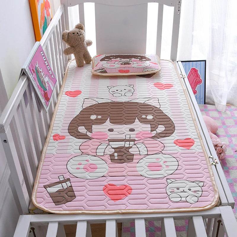 Baby Bed Mat Kit, Viscose Latex Fiber,Kids Sleeping Sheet,Cartoon Bed Cover,Boys Girls,Cooling Summer Home Bedding 60*120cm 2pcs - P12 Hub Europe