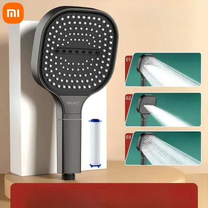 Xiaomi 13CM Large Panel 3 Modes Shower Head High Pressure Water Massage Shower With Head Filter Element Bathroom Accessories New