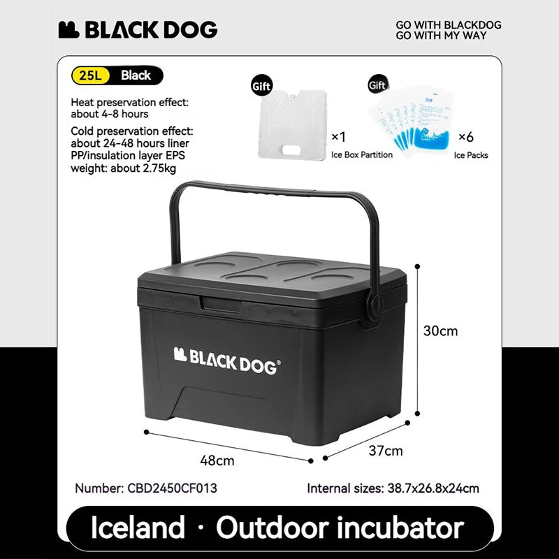 Naturehike BLACKDOG 25L/13L/5L Cooler Box Portable Camping Picnic Large Capacity Outdoor Fishing Car Insulated Refrigerator Box