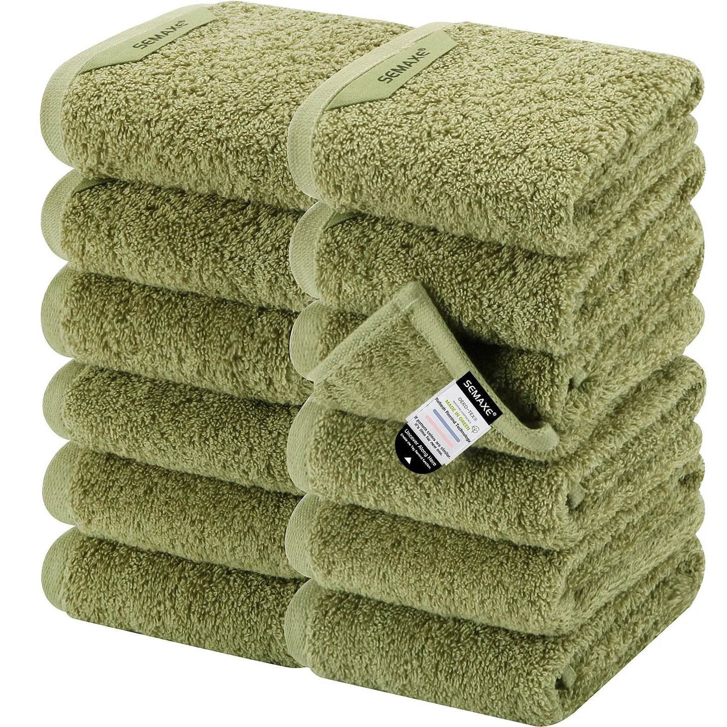 SEMAXE 12 Pcs Bulk Washcloths 100% Catton [550GSM] Solid Towels for Home/Spa- Fast Absorbing Face/Hand Towels with Hanging Loop - P12 Hub Europe