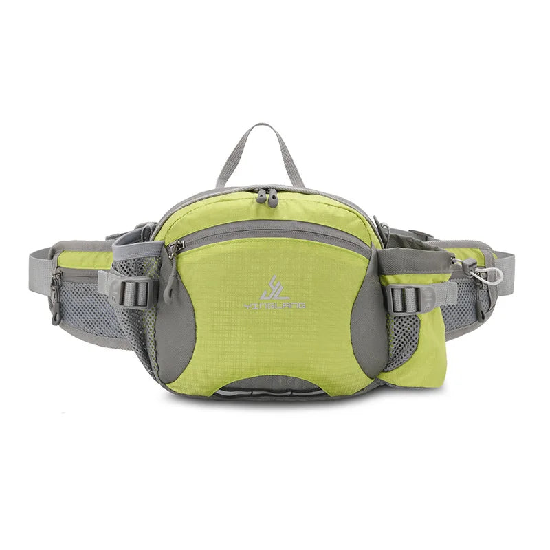 Nylon Waterproof Waist Bag with Bottle Holder Shoulder Crossbody Bag Outdoor Sports Hiking Running Cycling Bag for Man Women