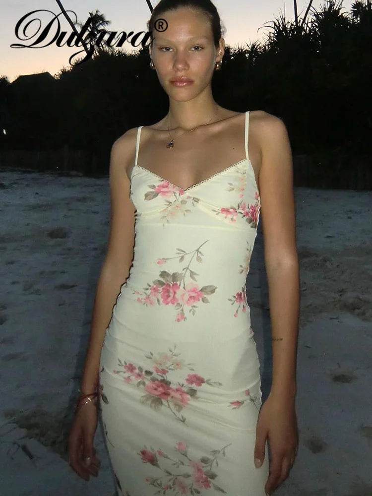 Dulzura Y2K Floral Backless Maxi Dress - P12 Hub Europe