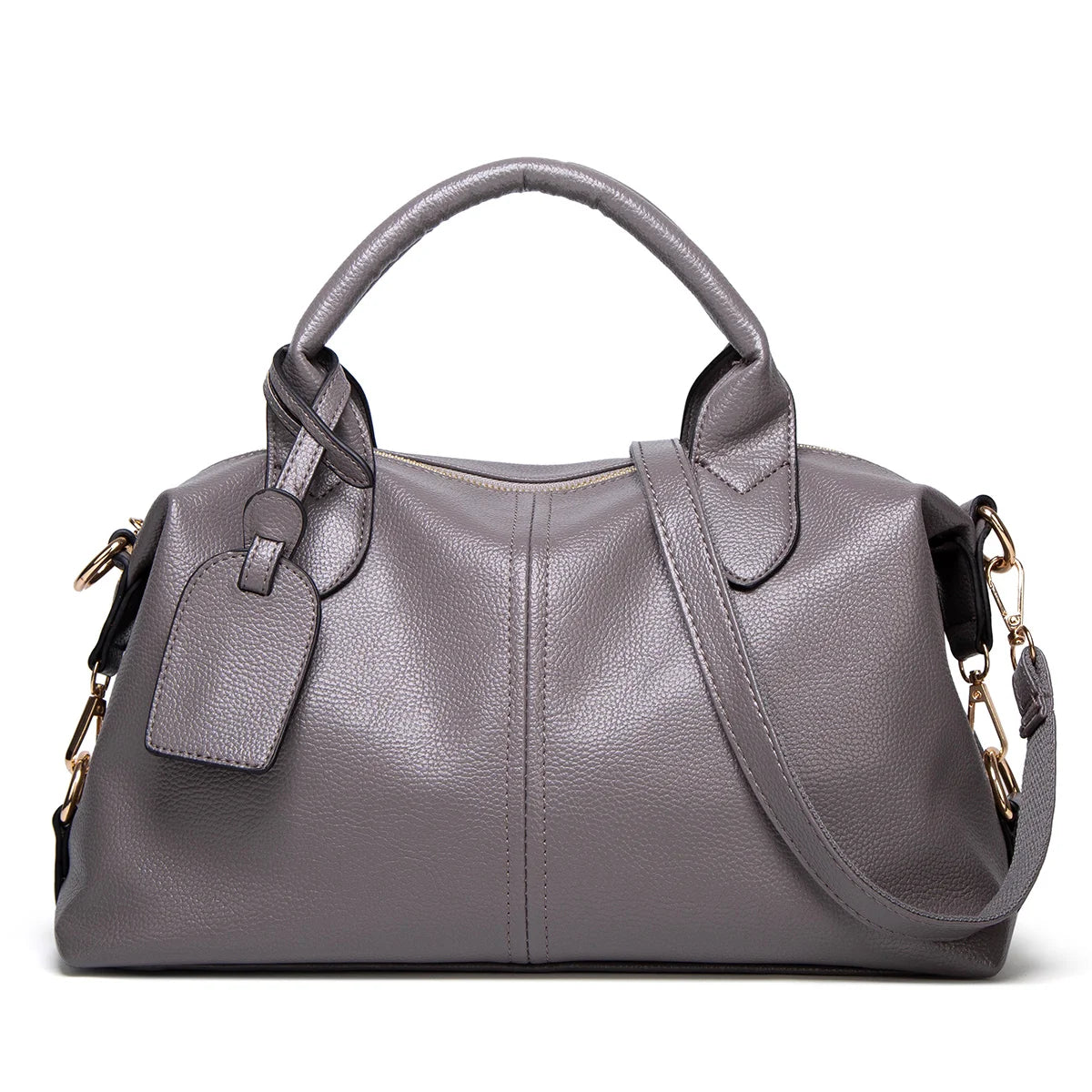 Women's Fashion and Elegant Large Capacity Oil Wax Leather Tote, Convenient Solid Artificial Leather Boston Crossbody Bag, Zipper Lock Anti-theft Commuter Bag, Double Handle Design, Adjustable Shoulder Strap, Professional Wom
