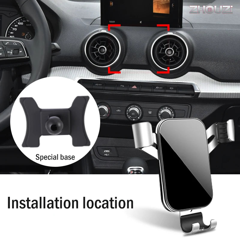 Car Mobile Phone Holder For Audi Q2 2018-2020 Special Mounts GPS Stand Gravity Navigation Bracket Auto Accessories