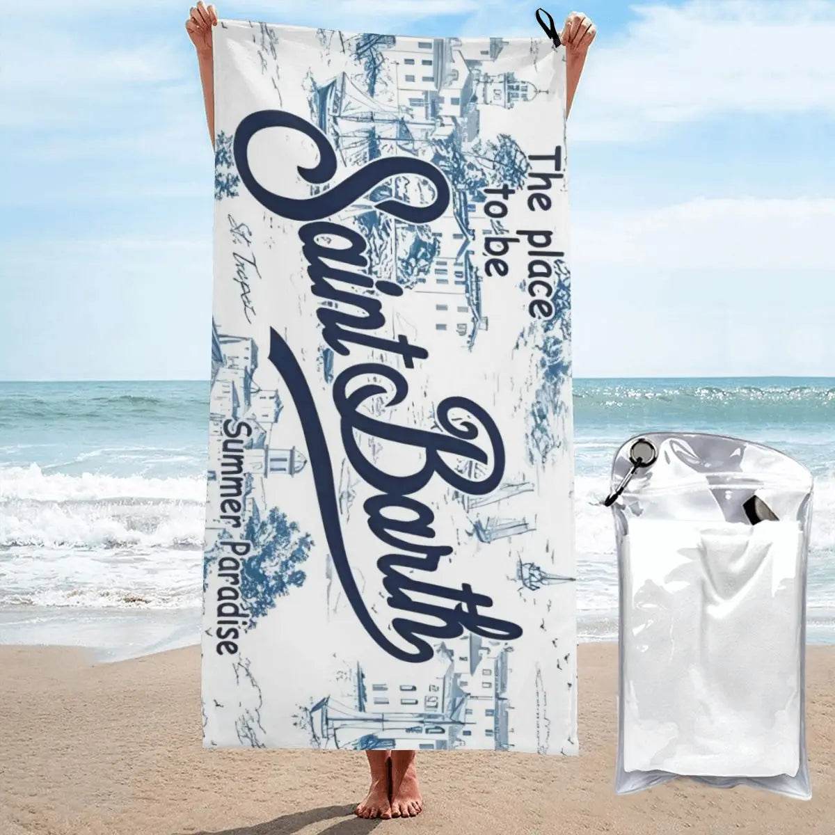 Microfiber Bath Towel S-Saint B-Barth Print Quick Dry Sandless Beach Blanket Soft Comfortable for Men Women Camping Pool Towel - P12 Hub Europe