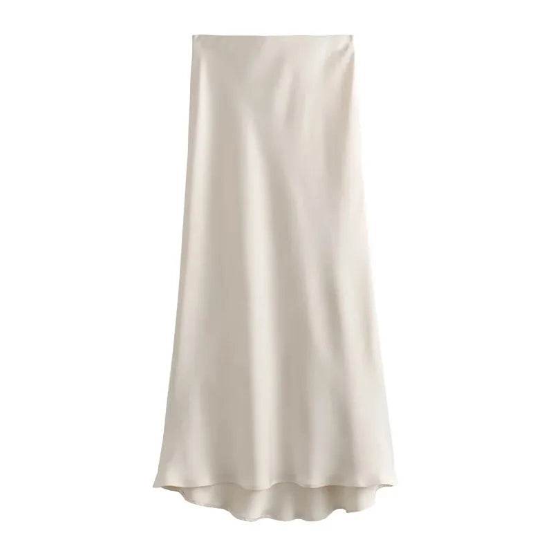 Black Satin Midi Skirt - P12 Hub Europe