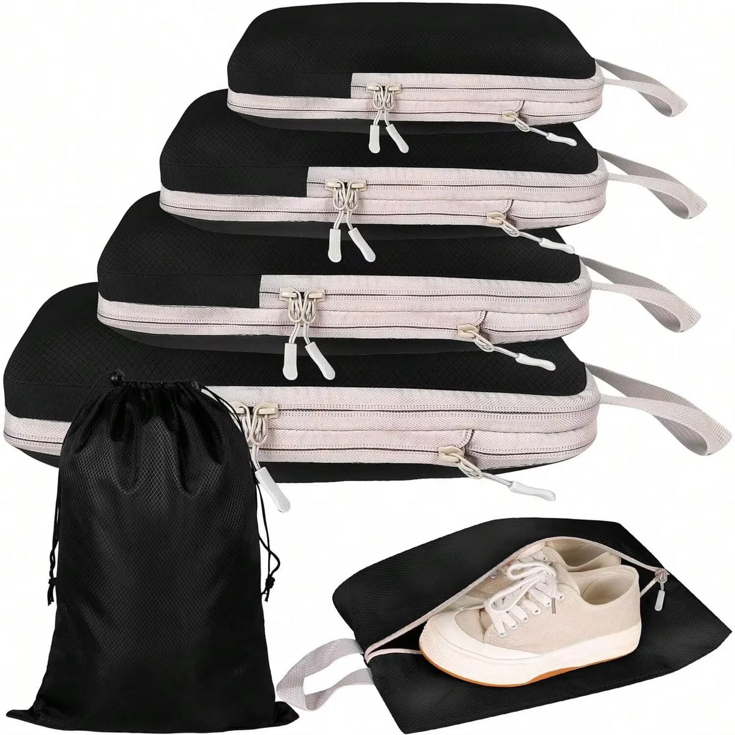 Set/6 pcs Compressible Packing Travel Storage Bag Cubes Waterproof Suitcase Nylon Portable With Handbag Luggage Organizer Ryanai