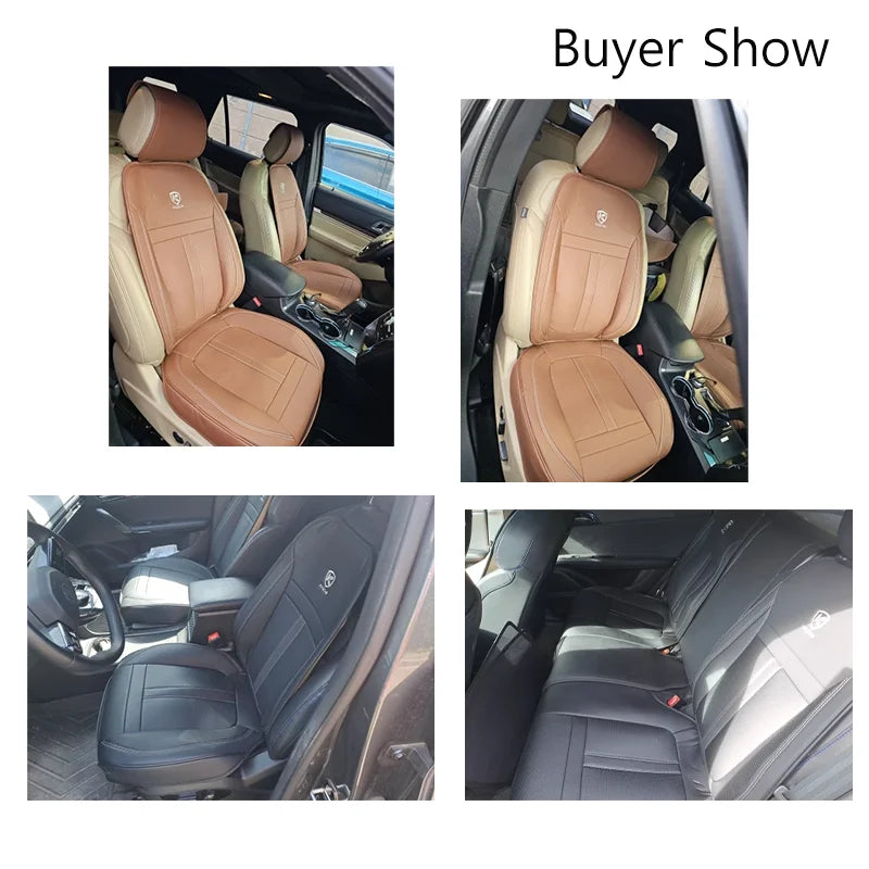 Karcle Leather Car Seat Cover Front and Rear Seat Covers Full Set with Surround Bottom Waterproof Seat Cushion Car Accessories