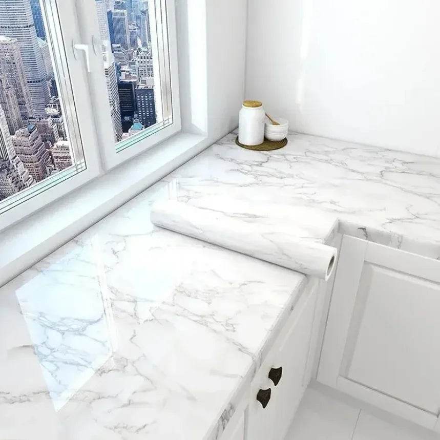 10M Marble Kitchen Oil-Proof Film Waterproof Self-adhesive Wall Tile Sticker Moisture-Proof Countertop Cabinet Cover Wallpaper - P12 Hub Europe