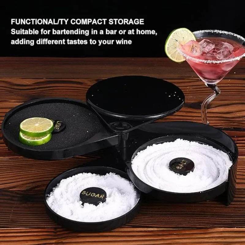 3 Tier Rotating Salt Rimmer Box Mixing Salt Sugar Rim Box Juice Wine Cocktail Seasoning Rimmers Bartender Bar Tools Barware - P12 Hub Europe