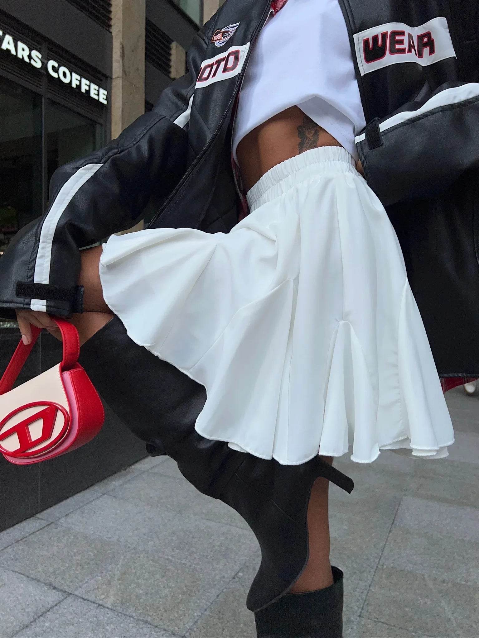 Women's White Ruffle Mini Skirt - P12 Hub Europe