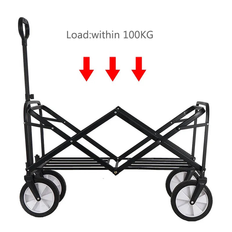 Mountainhiker Outdoor Camping Folding Cart Picnic Adjustable Trolley Pull-Cart Shopping Cart Equipment Tool