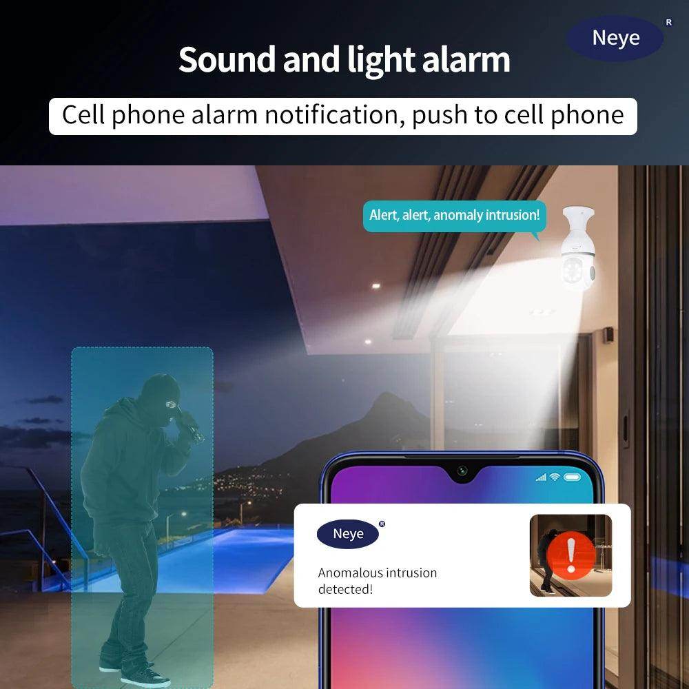 Outdoor Bulb Camera 8MP 4K, 5G WiFi, 360° View - P12 Hub Europe