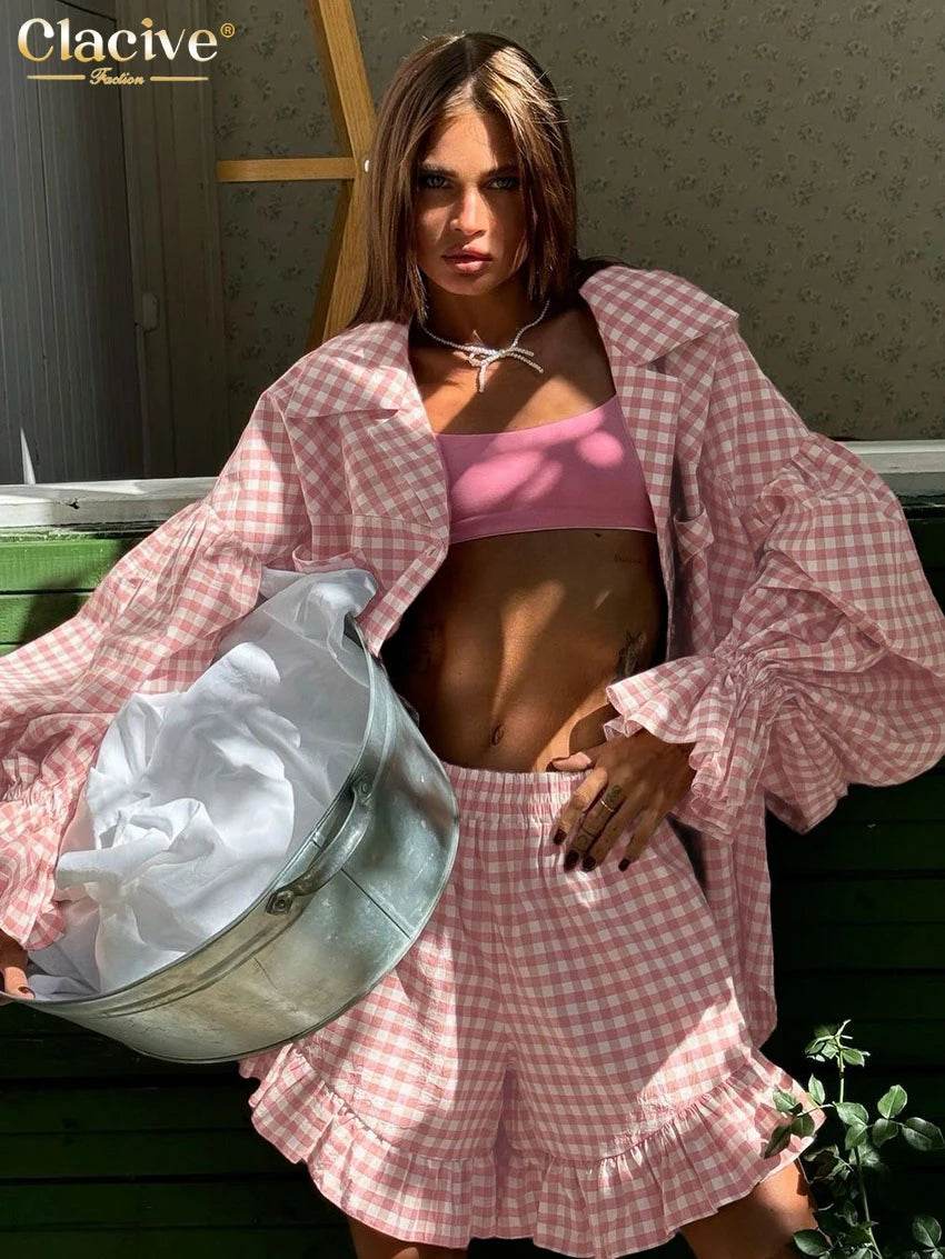 Clacive Stripe Ruffle Shorts Set - P12 Hub Europe