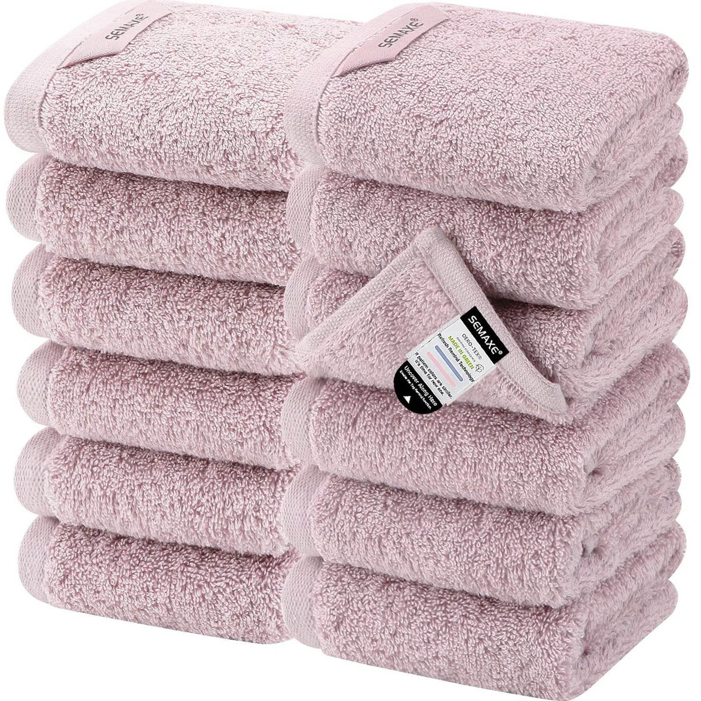 SEMAXE 12 Pcs Bulk Washcloths 100% Catton [550GSM] Solid Towels for Home/Spa- Fast Absorbing Face/Hand Towels with Hanging Loop - P12 Hub Europe