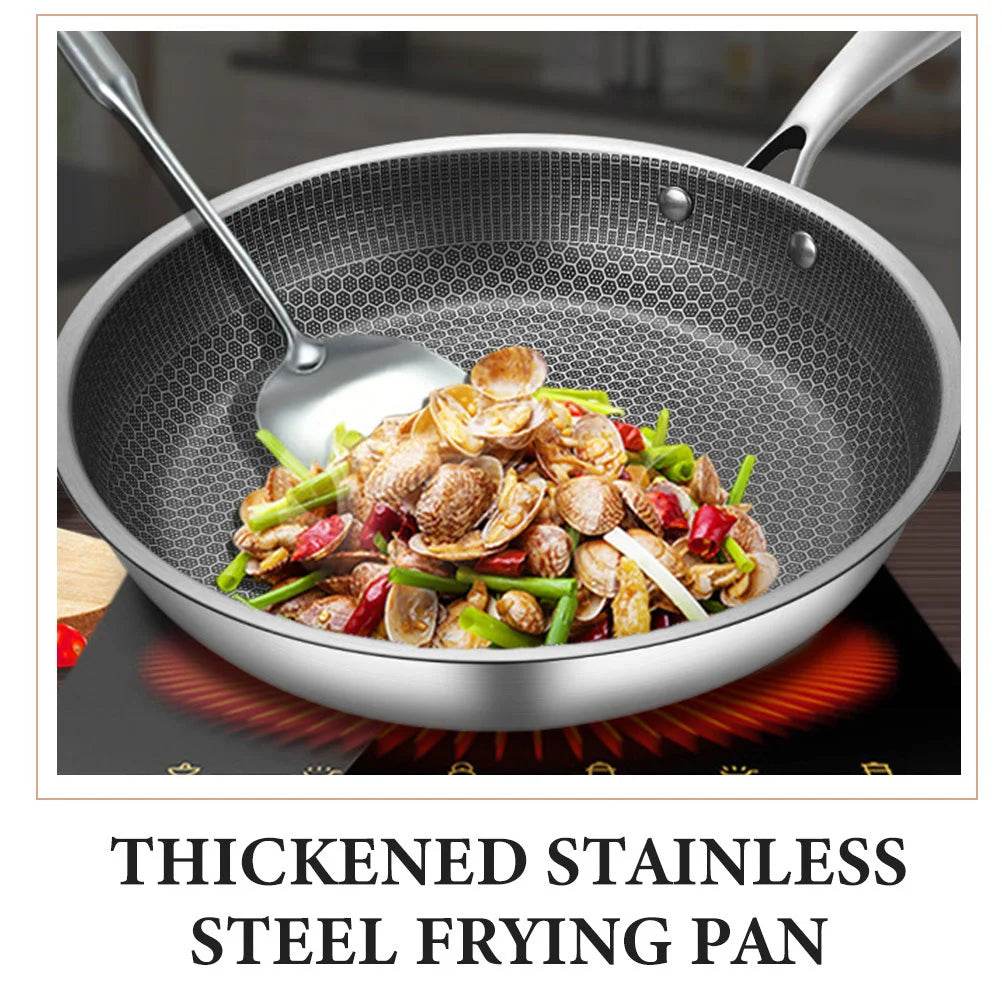 Stainless Steel Wok Griddle No-stick Pan for Stoves Frying Restaurant Cookware Accessories Kitchen - P12 Hub Europe