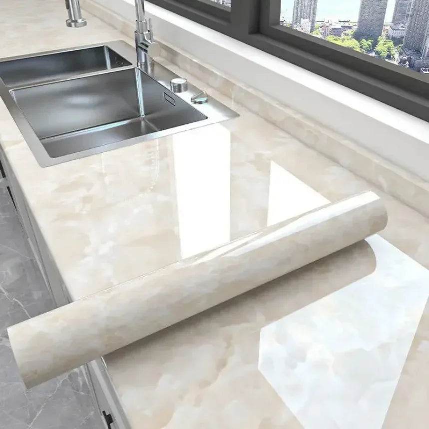 10M Marble Kitchen Oil-Proof Film Waterproof Self-adhesive Wall Tile Sticker Moisture-Proof Countertop Cabinet Cover Wallpaper - P12 Hub Europe