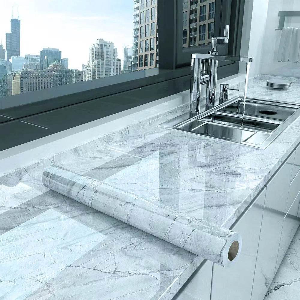 Marble Kitchen Waterproof Stickers PVC Self Adhesive Oil Proof Wall Sticker for Desktop Bathroom Renovation Wall Decor Removable - P12 Hub Europe