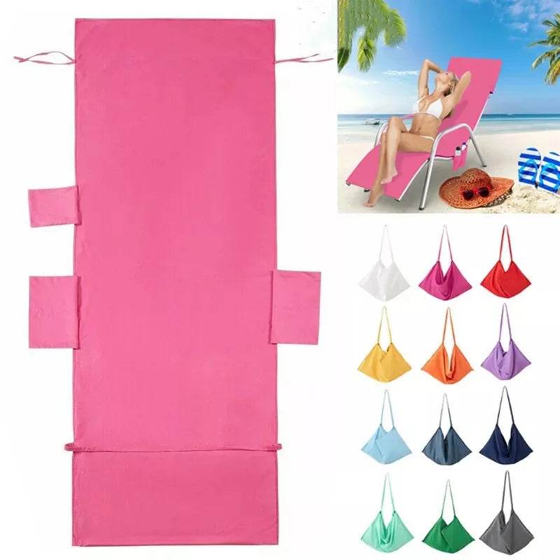 Beach Chair Cover Soft Microfiber Absorbent Quick Drying Holiday Sunbed Lounge Towel Cover Storage Pockets - P12 Hub Europe