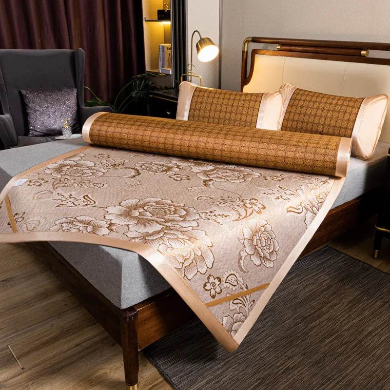 JFLEGAL Summer Natural Rattan Mat 2024 New Ice Silk Jacquard Soft Physical Cooling Wormwood Mat Bedding Dormitory Mattress Cover - P12 Hub Europe