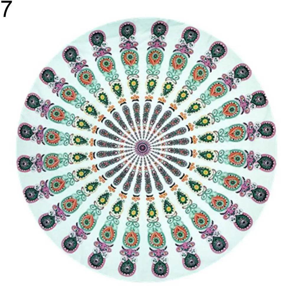 Large Aldult Beach Towel Vintage Round Chiffon Anti-sunlight Shawl Beach Towel Outdoor Yoga Picnic Mat - P12 Hub Europe