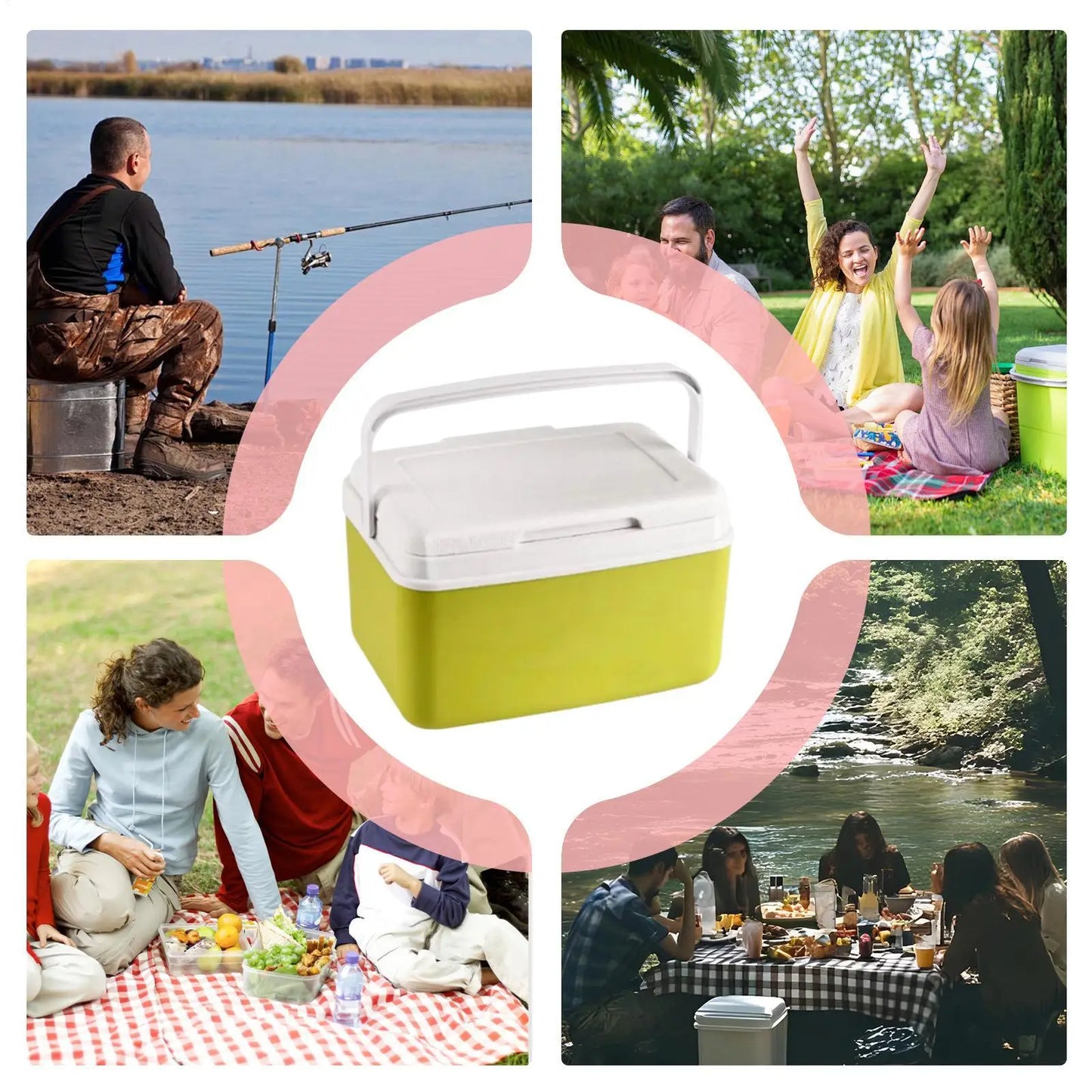 Camping Cooler Hard Insulated Cooler Lunch Box With Handle 15L Capacity Beverage Chiller Outdoor Camping Cooling Accessories For