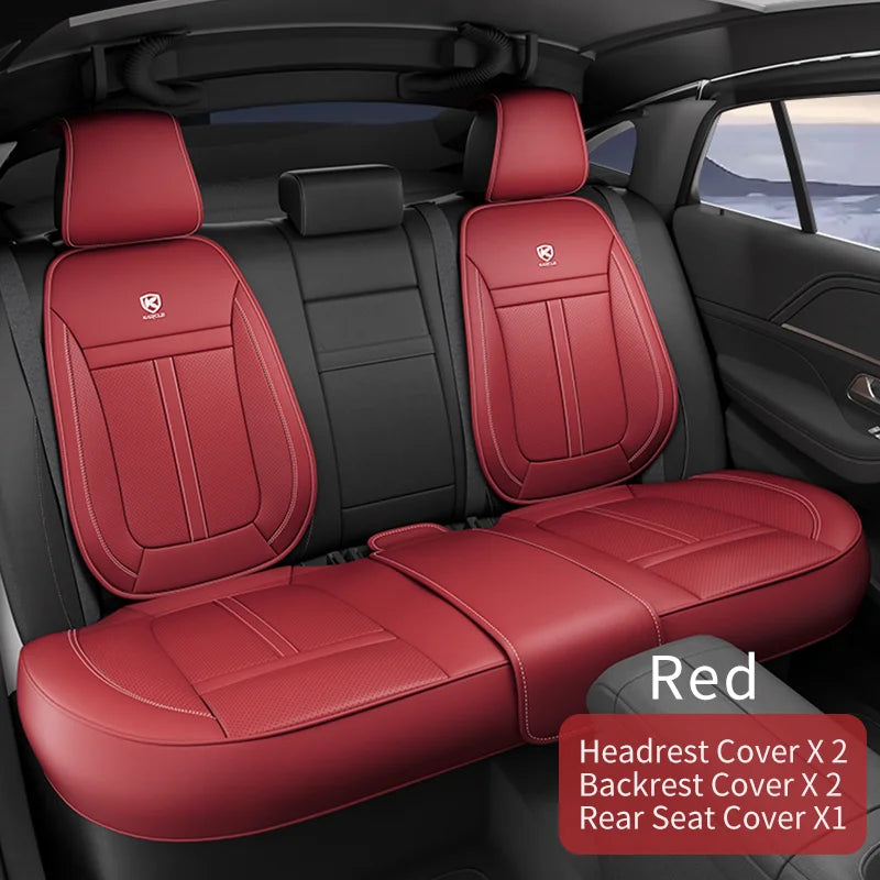Karcle Leather Car Seat Cover Front and Rear Seat Covers Full Set with Surround Bottom Waterproof Seat Cushion Car Accessories