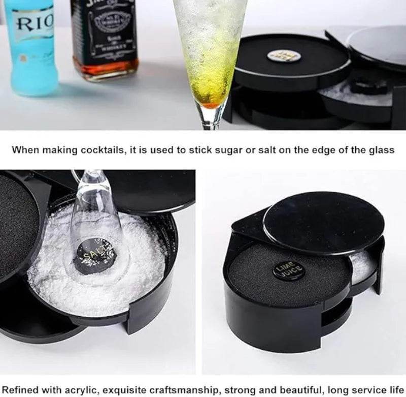3 Tier Rotating Salt Rimmer Box Mixing Salt Sugar Rim Box Juice Wine Cocktail Seasoning Rimmers Bartender Bar Tools Barware - P12 Hub Europe